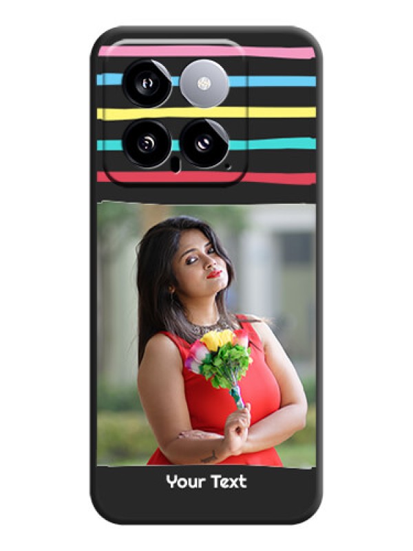 Custom Multicolor Lines with Image on Space Black Personalized Soft Matte Phone Covers - Xiaomi 14 5G