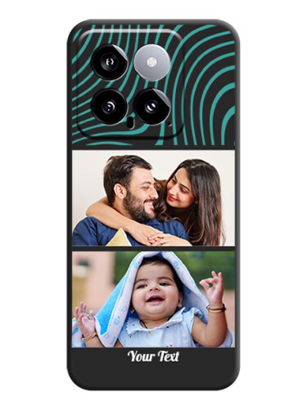 Custom Wave Pattern with 2 Image Holder on Space Black Personalized Soft Matte Phone Covers - Xiaomi 14 5G