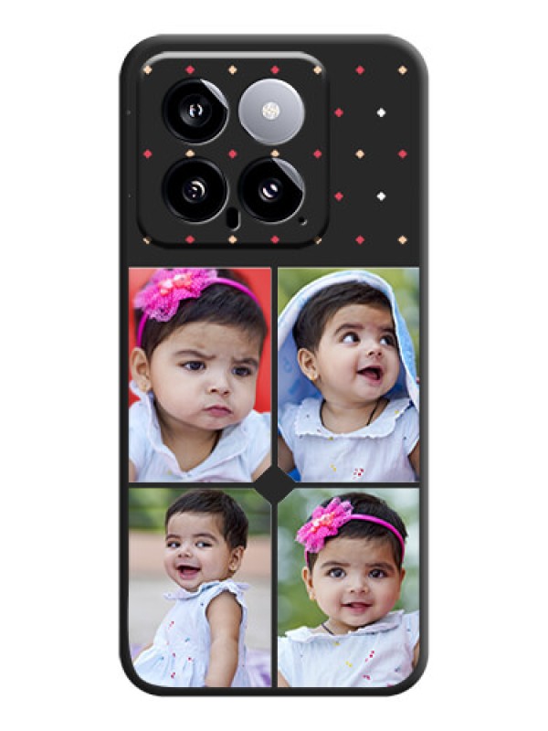 Custom Multicolor Dotted Pattern with 4 Image Holder on Space Black Custom Soft Matte Phone Cases - Xiaomi 14 5G