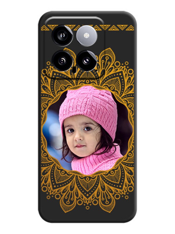 Custom Round Image with Floral Design - Photo on Space Black Soft Matte Mobile Cover - Xiaomi 14 5G