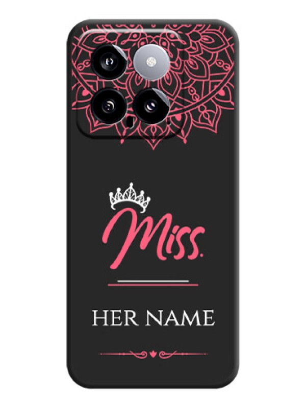 Custom Mrs Name with Floral Design on Space Black Personalized Soft Matte Phone Covers - Xiaomi 14 5G
