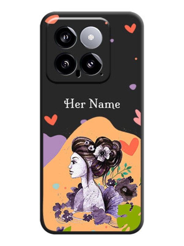 Custom Namecase For Her With Fancy Lady Image On Space Black Personalized Soft Matte Phone Covers - Xiaomi 14 5G