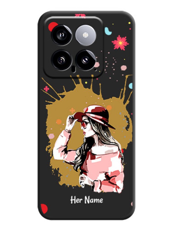 Custom Mordern Lady With Color Splash Background With Custom Text On Space Black Personalized Soft Matte Phone Covers - Xiaomi 14 5G