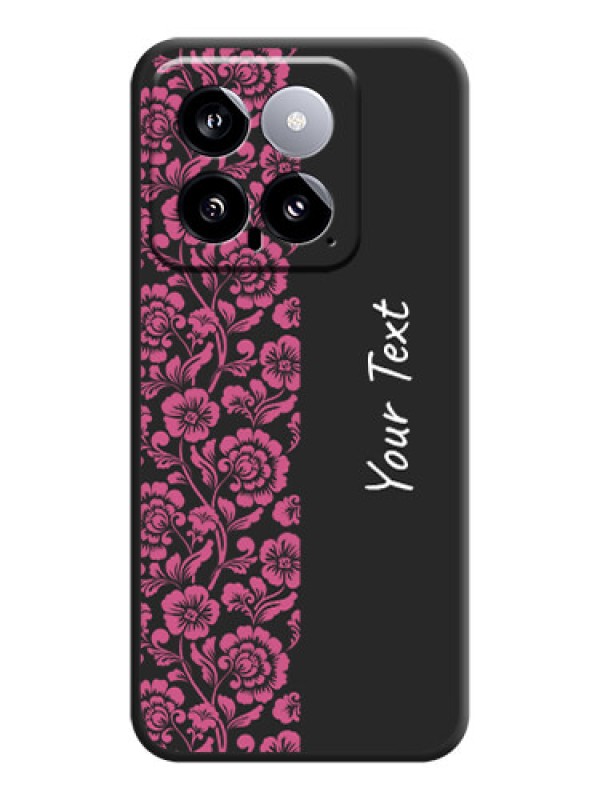 Custom Pink Floral Pattern Design With Custom Text On Space Black Personalized Soft Matte Phone Covers - Xiaomi 14 5G