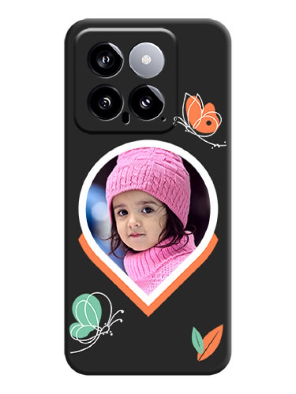 Custom Upload Pic With Simple Butterly Design On Space Black Personalized Soft Matte Phone Covers - Xiaomi 14 5G