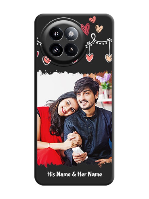 Custom Pink Love Hangings with Name On Space Black Custom Soft Matte Mobile Back Cover - Xiaomi 14 Civi