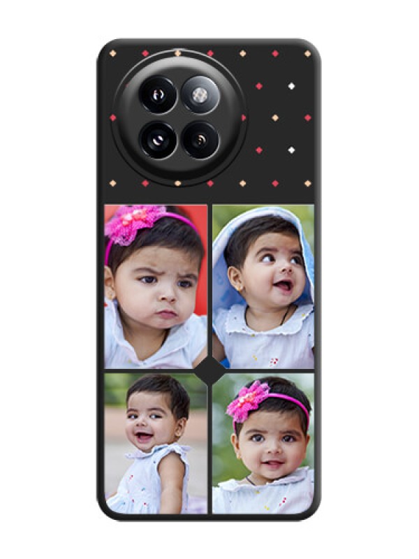 Custom Multicolor Dotted Pattern with 4 Image Holder On Space Black Custom Soft Matte Mobile Back Cover - Xiaomi 14 Civi