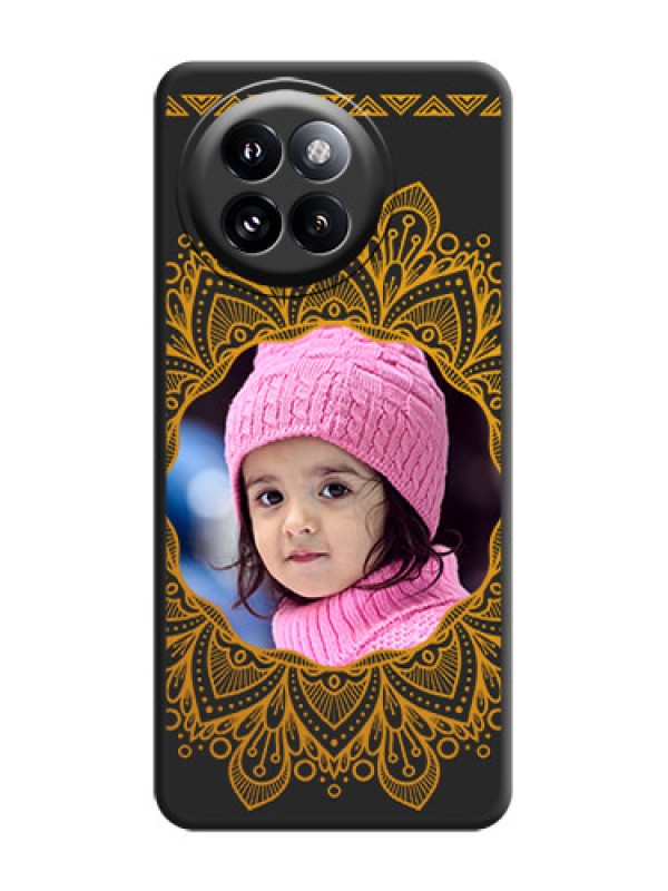 Custom Round Image with Floral Design On Space Black Custom Soft Matte Mobile Back Cover - Xiaomi 14 Civi