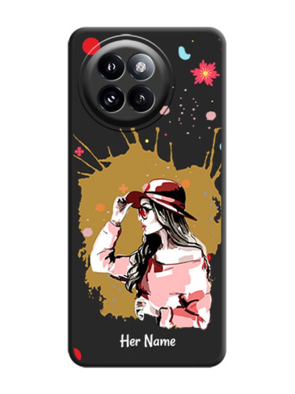 Custom Mordern Lady With Color Splash Background With Custom Text On Space Black Custom Soft Matte Mobile Back Cover - Xiaomi 14 Civi