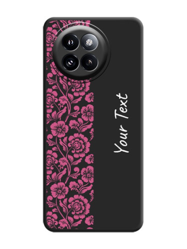 Custom Pink Floral Pattern Design With Custom Text On Space Black Custom Soft Matte Mobile Back Cover - Xiaomi 14 Civi