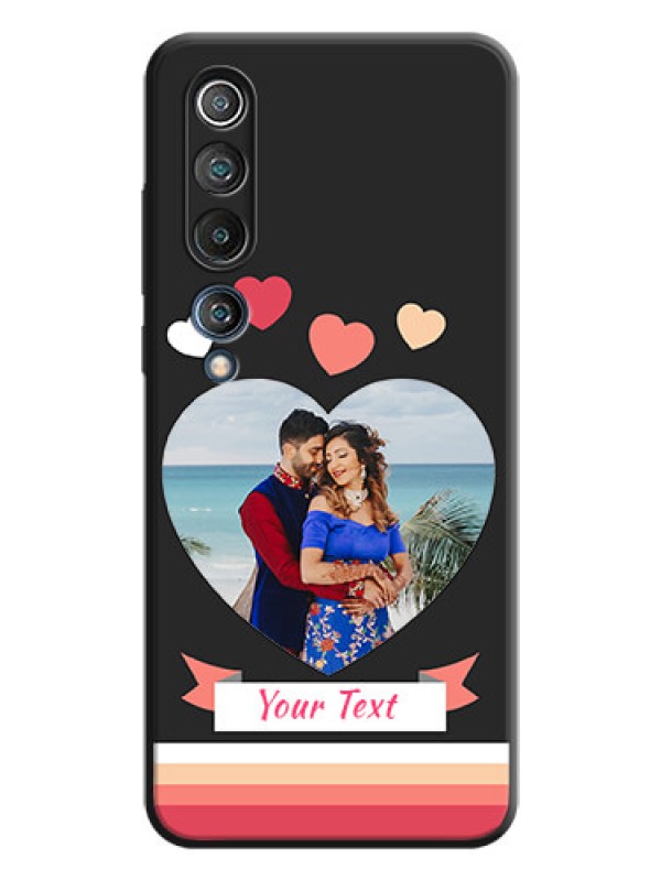 Custom Love Shaped Photo with Colorful Stripes on Personalised Space Black Soft Matte Cases - Mi 10 5G