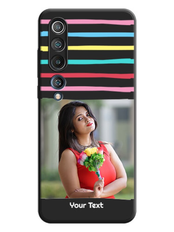 Custom Multicolor Lines with Image on Space Black Personalized Soft Matte Phone Covers - Mi 10 5G