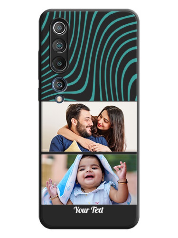 Custom Wave Pattern with 2 Image Holder on Space Black Personalized Soft Matte Phone Covers - Mi 10 5G