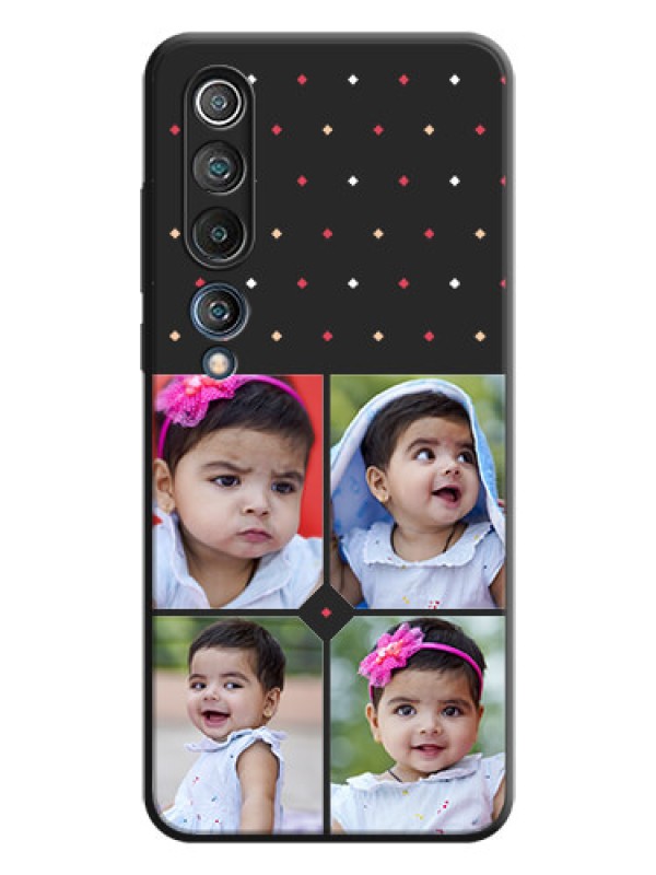 Custom Multicolor Dotted Pattern with 4 Image Holder on Space Black Custom Soft Matte Phone Cases - Mi 10 5G