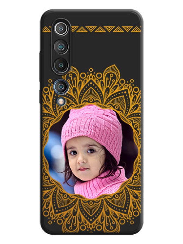 Custom Round Image with Floral Design - Photo on Space Black Soft Matte Mobile Cover - Mi 10 5G