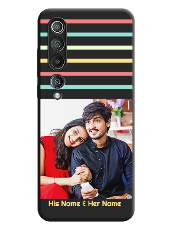 Custom Color Stripes with Photo and Text - Photo on Space Black Soft Matte Mobile Case - Mi 10 5G