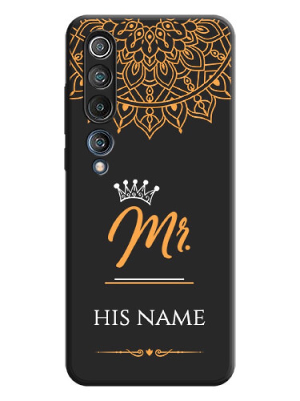 Custom Mr Name with Floral Design  on Personalised Space Black Soft Matte Cases - Mi 10 5G