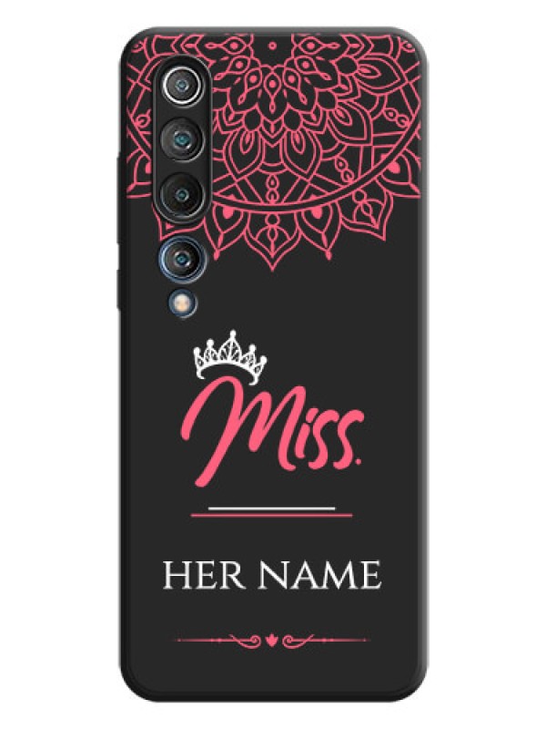 Custom Mrs Name with Floral Design on Space Black Personalized Soft Matte Phone Covers - Mi 10 5G