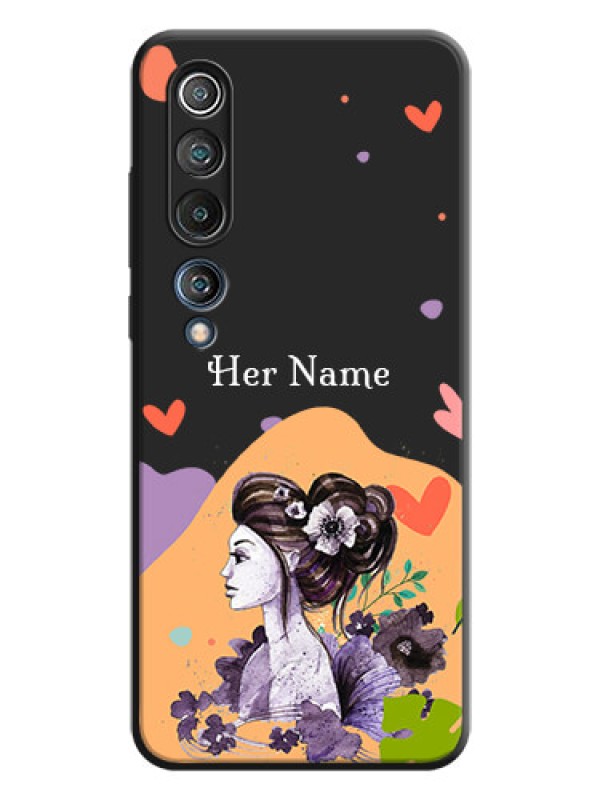 Custom Namecase For Her With Fancy Lady Image On Space Black Personalized Soft Matte Phone Covers -Xiaomi Mi 10 5G
