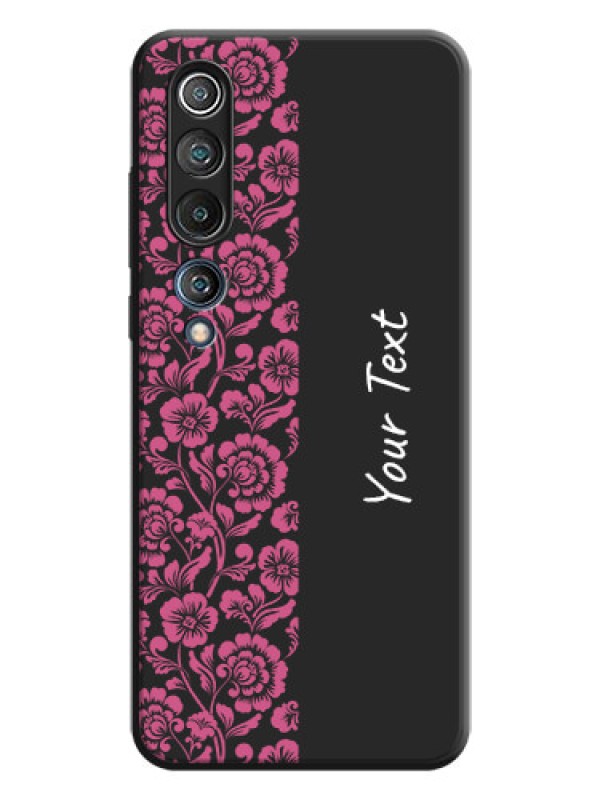 Custom Pink Floral Pattern Design With Custom Text On Space Black Personalized Soft Matte Phone Covers -Xiaomi Mi 10 5G