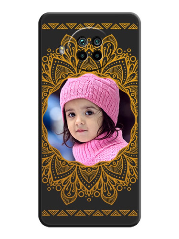 Custom Round Image with Floral Design on Photo on Space Black Soft Matte Mobile Cover - Mi 10i 5G