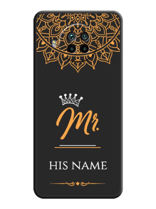 Custom Mr Name with Floral Design  on Personalised Space Black Soft Matte Cases - Mi 10i 5G