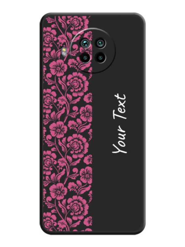 Custom Pink Floral Pattern Design With Custom Text On Space Black Personalized Soft Matte Phone Covers -Xiaomi Mi 10I 5G