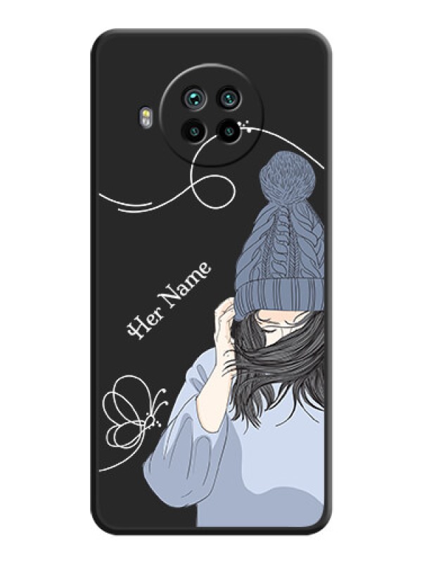 Custom Girl With Blue Winter Outfiit Custom Text Design On Space Black Personalized Soft Matte Phone Covers -Xiaomi Mi 10I 5G