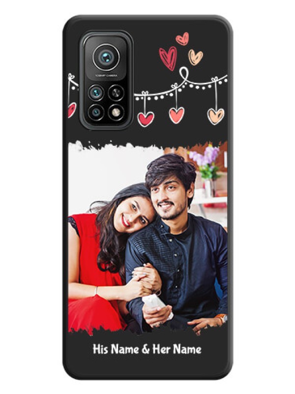 Custom Pink Love Hangings with Name on Space Black Custom Soft Matte Phone Cases - Mi 10T Pro