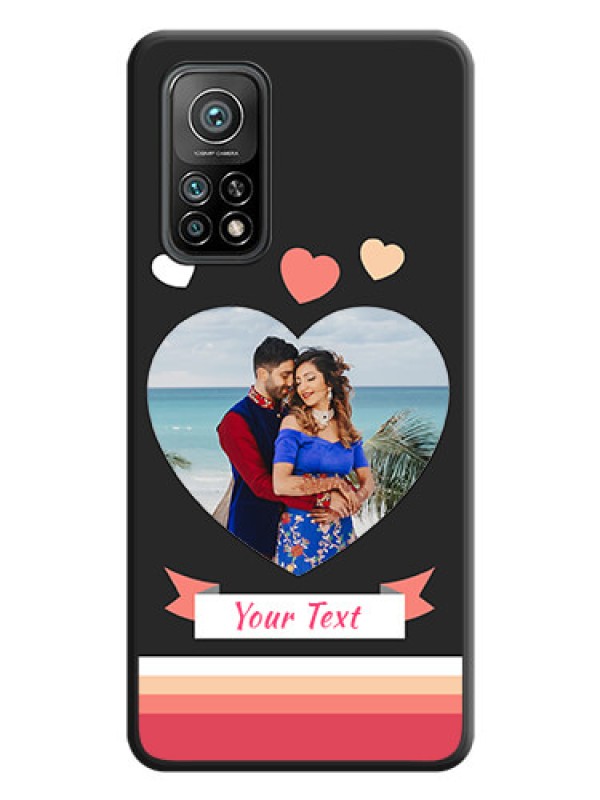 Custom Love Shaped Photo with Colorful Stripes on Personalised Space Black Soft Matte Cases - Mi 10T Pro