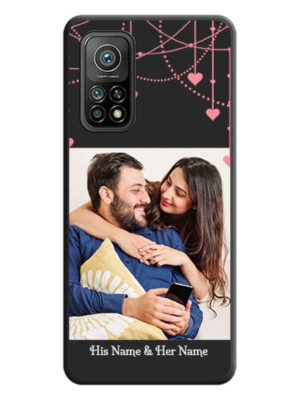 Custom Pink Love Hangings with Text on Space Black Custom Soft Matte Back Cover - Mi 10T Pro