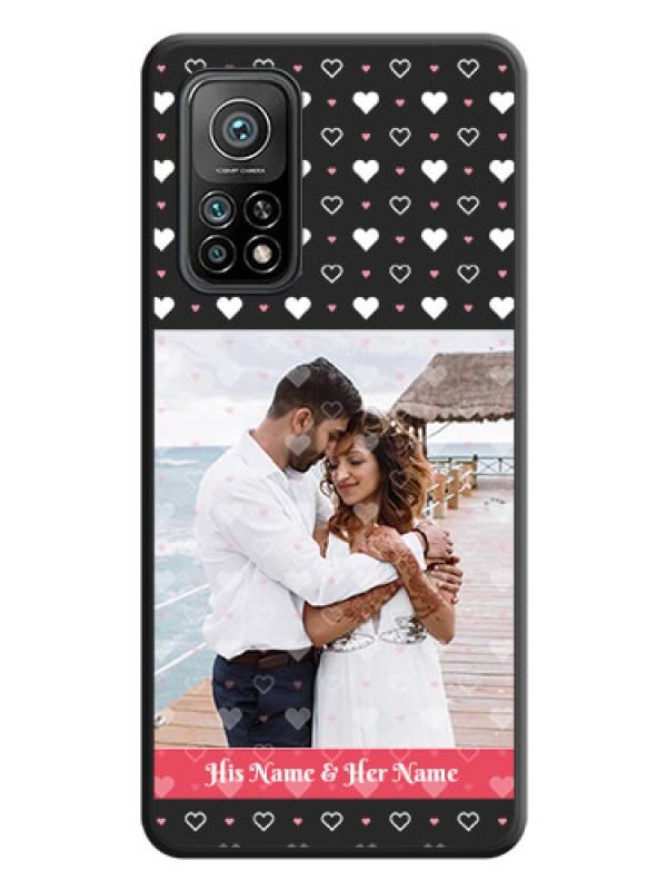 Custom White Color Love Symbols with Text Design on Photo on Space Black Soft Matte Phone Cover - Mi 10T Pro