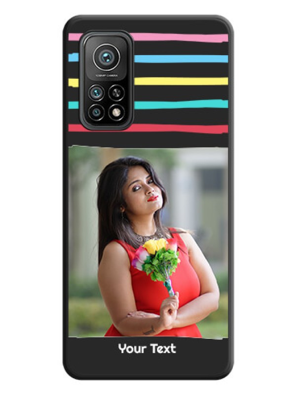 Custom Multicolor Lines with Image on Space Black Personalized Soft Matte Phone Covers - Mi 10T Pro