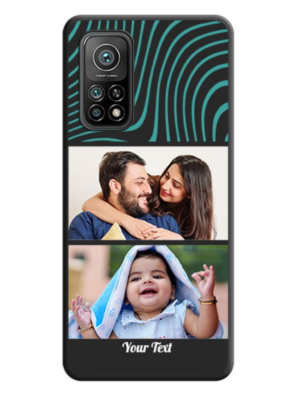 Custom Wave Pattern with 2 Image Holder on Space Black Personalized Soft Matte Phone Covers - Mi 10T
