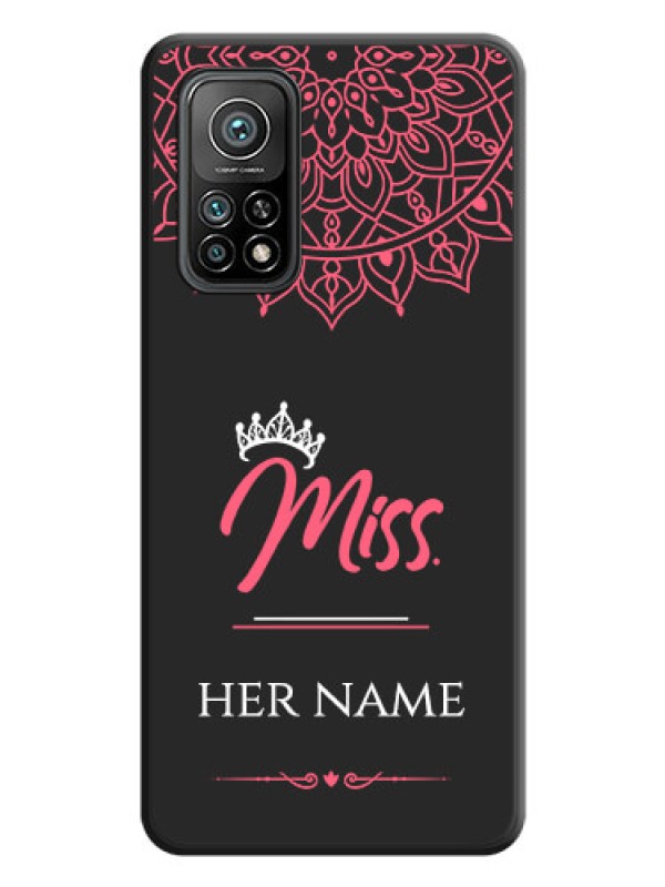 Custom Mrs Name with Floral Design on Space Black Personalized Soft Matte Phone Covers - Mi 10T