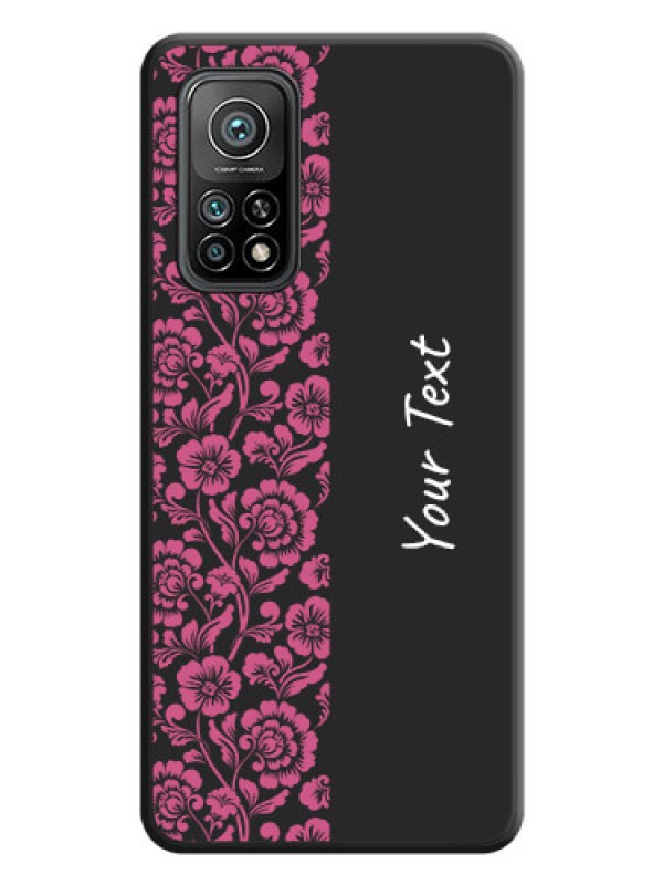 Custom Pink Floral Pattern Design With Custom Text On Space Black Personalized Soft Matte Phone Covers -Xiaomi Mi 10T