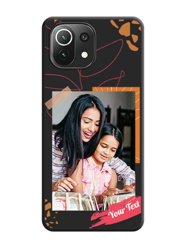 Custom Orange Photo Frame on Space Black Custom Soft Matte Phone Back Cover - Mi 11 Lite NE 5G