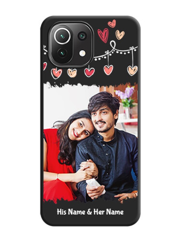 Custom Pink Love Hangings with Name on Space Black Custom Soft Matte Phone Cases - Mi 11 Lite