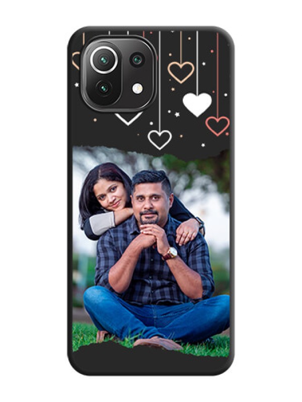 Custom Love Hangings with Splash Wave Picture on Space Black Custom Soft Matte Phone Back Cover - Mi 11 Lite