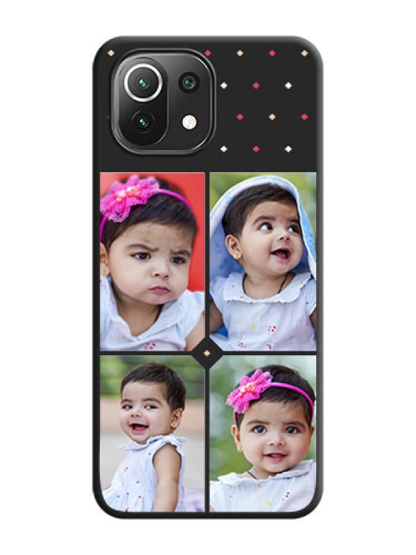 Custom Multicolor Dotted Pattern with 4 Image Holder on Space Black Custom Soft Matte Phone Cases - Mi 11 Lite