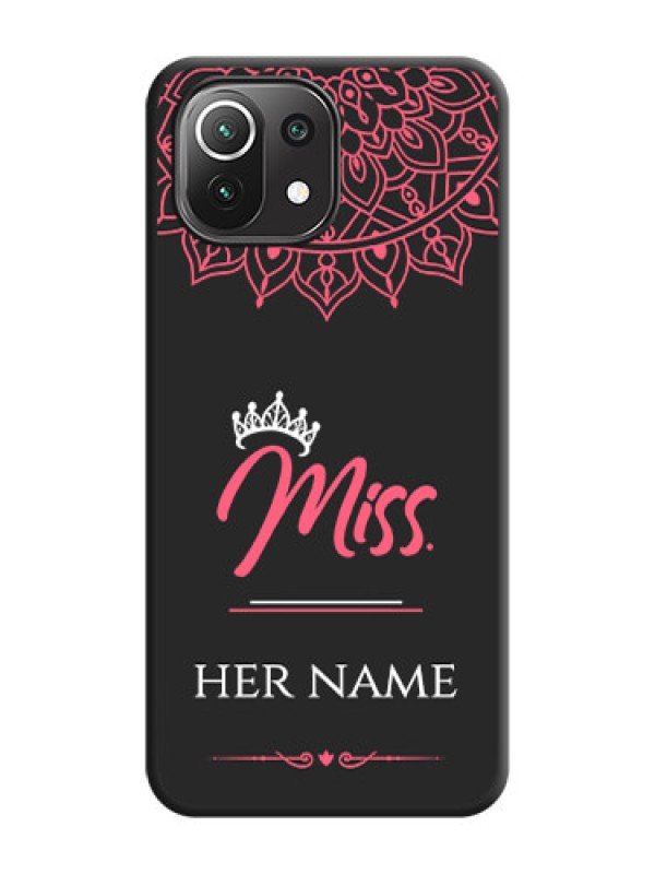 Custom Mrs Name with Floral Design on Space Black Personalized Soft Matte Phone Covers - Mi 11 Lite