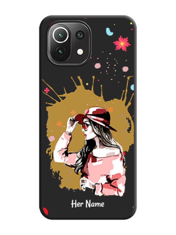 Custom Mordern Lady With Color Splash Background With Custom Text On Space Black Personalized Soft Matte Phone Covers -Xiaomi Mi 11 Lite