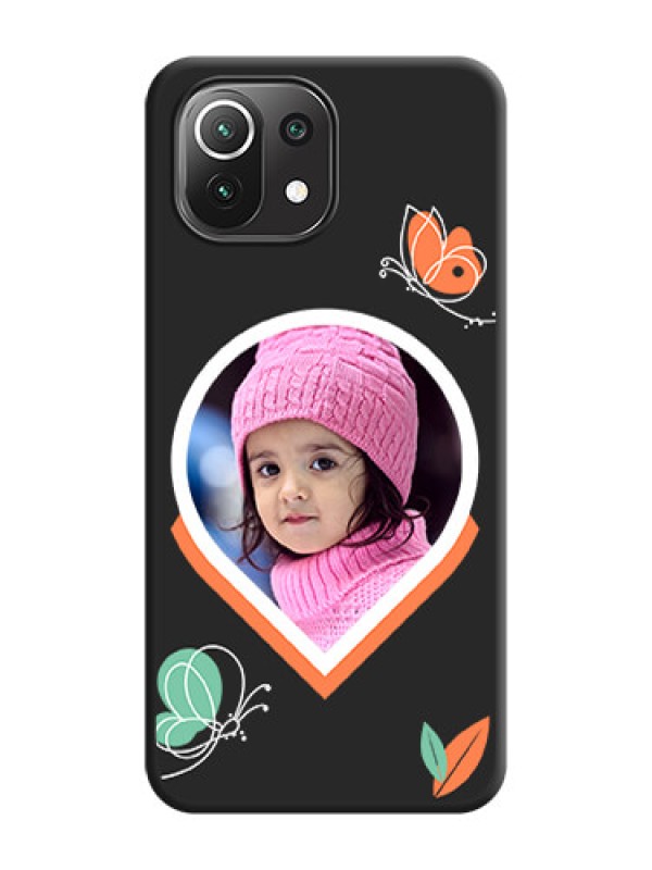 Custom Upload Pic With Simple Butterly Design On Space Black Personalized Soft Matte Phone Covers -Xiaomi Mi 11 Lite