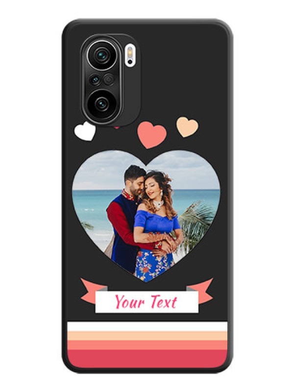 Custom Love Shaped Photo with Colorful Stripes on Personalised Space Black Soft Matte Cases - Mi 11X