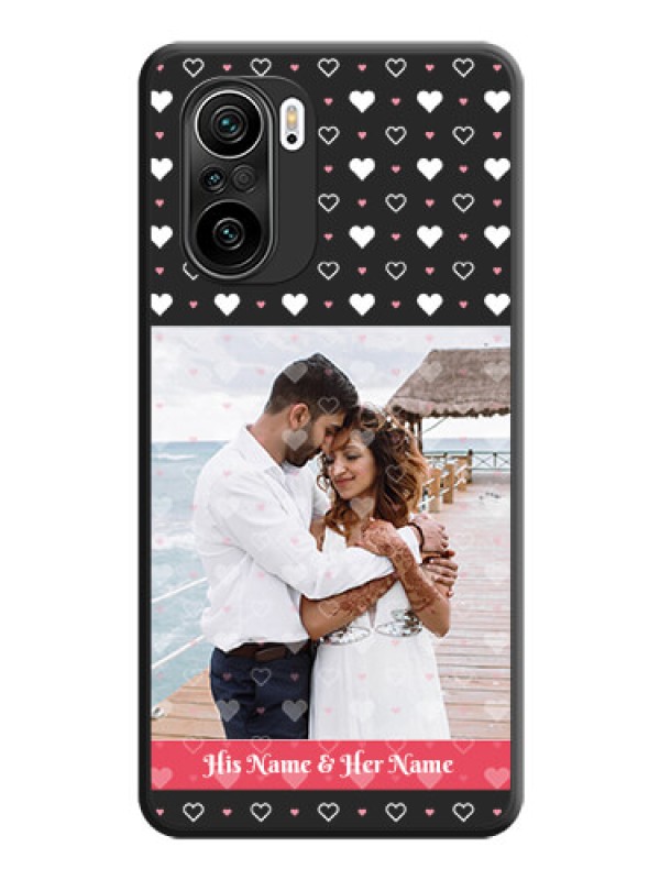 Custom White Color Love Symbols with Text Design on Photo on Space Black Soft Matte Phone Cover - Mi 11X