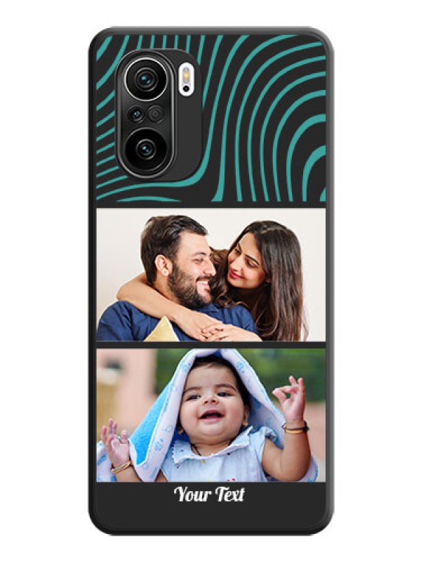 Custom Wave Pattern with 2 Image Holder on Space Black Personalized Soft Matte Phone Covers - Mi 11X