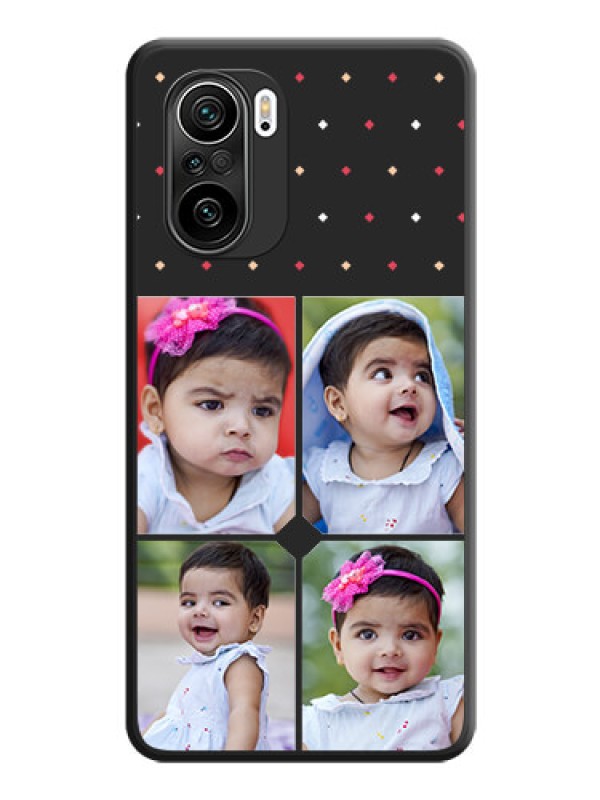 Custom Multicolor Dotted Pattern with 4 Image Holder on Space Black Custom Soft Matte Phone Cases - Mi 11X
