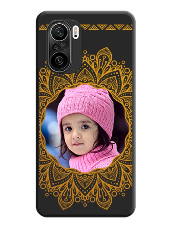 Custom Round Image with Floral Design on Photo on Space Black Soft Matte Mobile Cover - Mi 11X