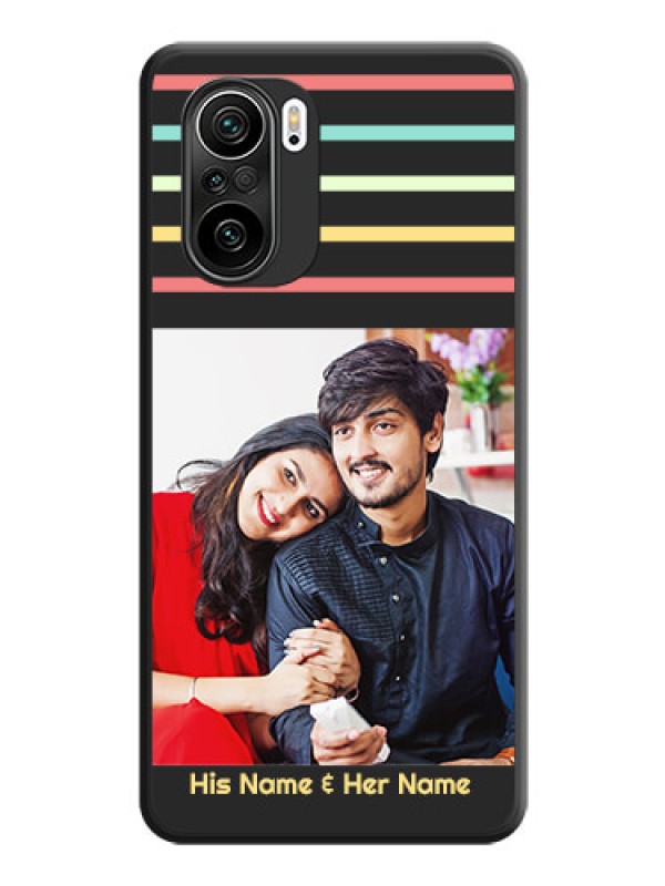 Custom Color Stripes with Photo and Text on Photo on Space Black Soft Matte Mobile Case - Mi 11X