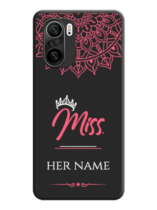 Custom Mrs Name with Floral Design on Space Black Personalized Soft Matte Phone Covers - Mi 11X
